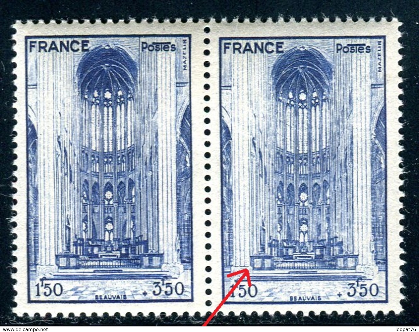 France - N° 666 - 1 Exemplaire Bleu Clair Tenant à 1 Normal   , Neufs ** - Ref VJ79 - Ungebraucht