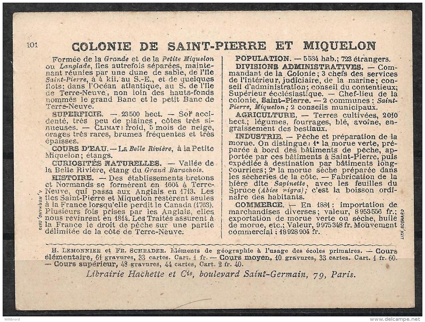 Saint-Pierre Et Miquelon -  2 Different Old SPM Information Cards From The Librairie Hachette In Paris - Saint-Pierre-et-Miquelon