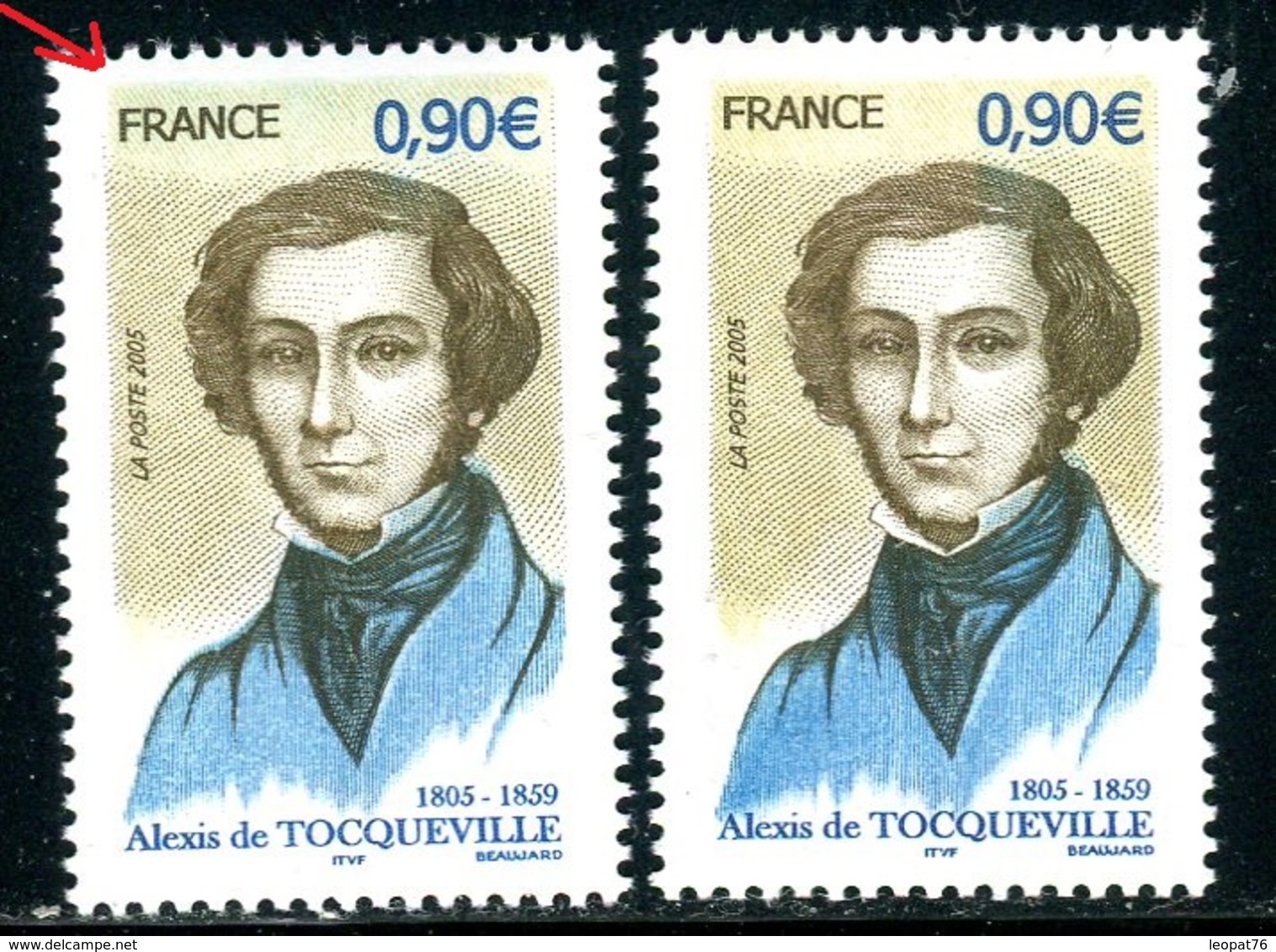 France - N° 3780 - 1 Exemplaire Haut En Vert + 1 Normal Sans Vert , Neufs ** - Ref VJ82 - Unused Stamps