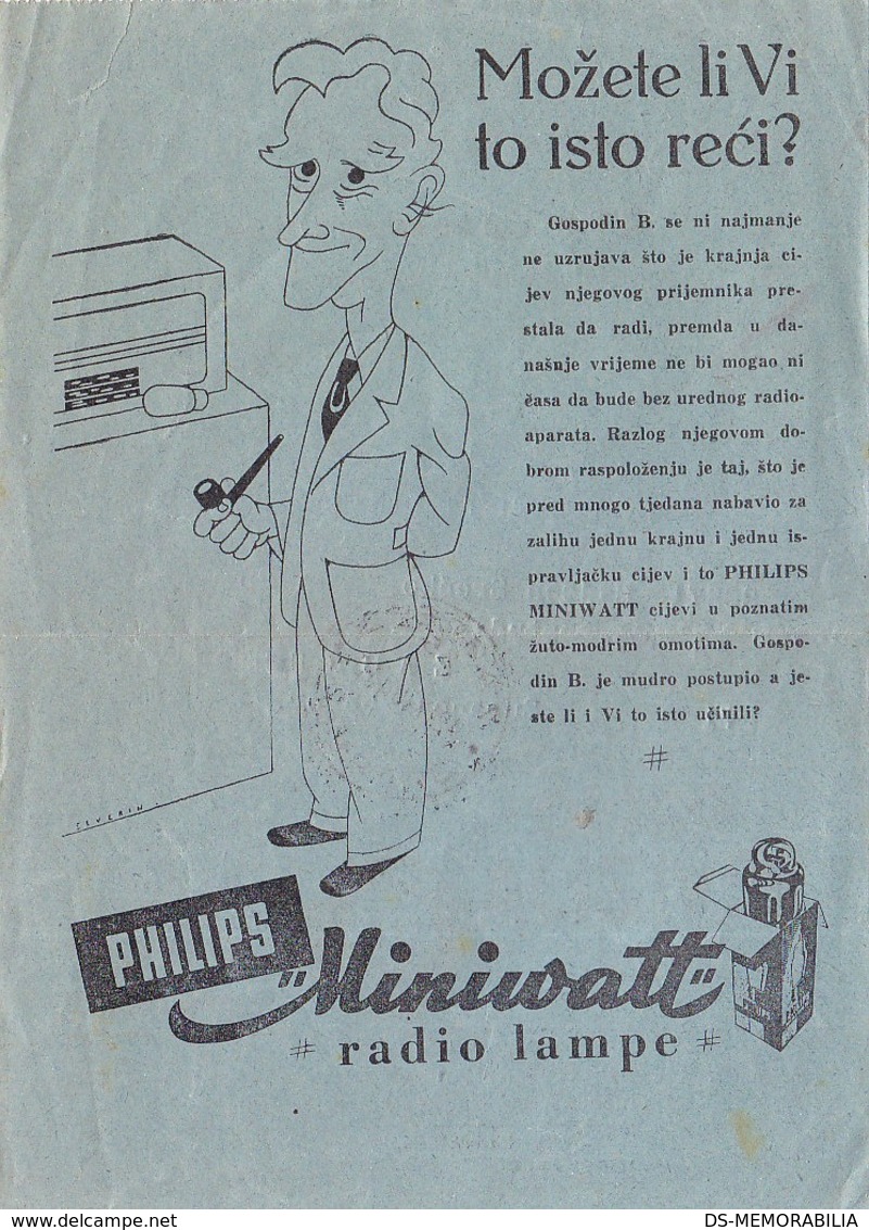 1940 Yugoslavia PTT Post Office Radio Receipt PHILIPS Miniwatt Radio Lamps - Lettres & Documents