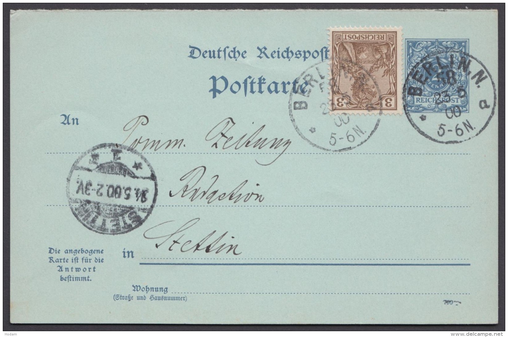 P 41 I F, MiF Mit Germania/Reichspost, Bedarfs-Fernkarte "Berlin N.58" - Briefkaarten