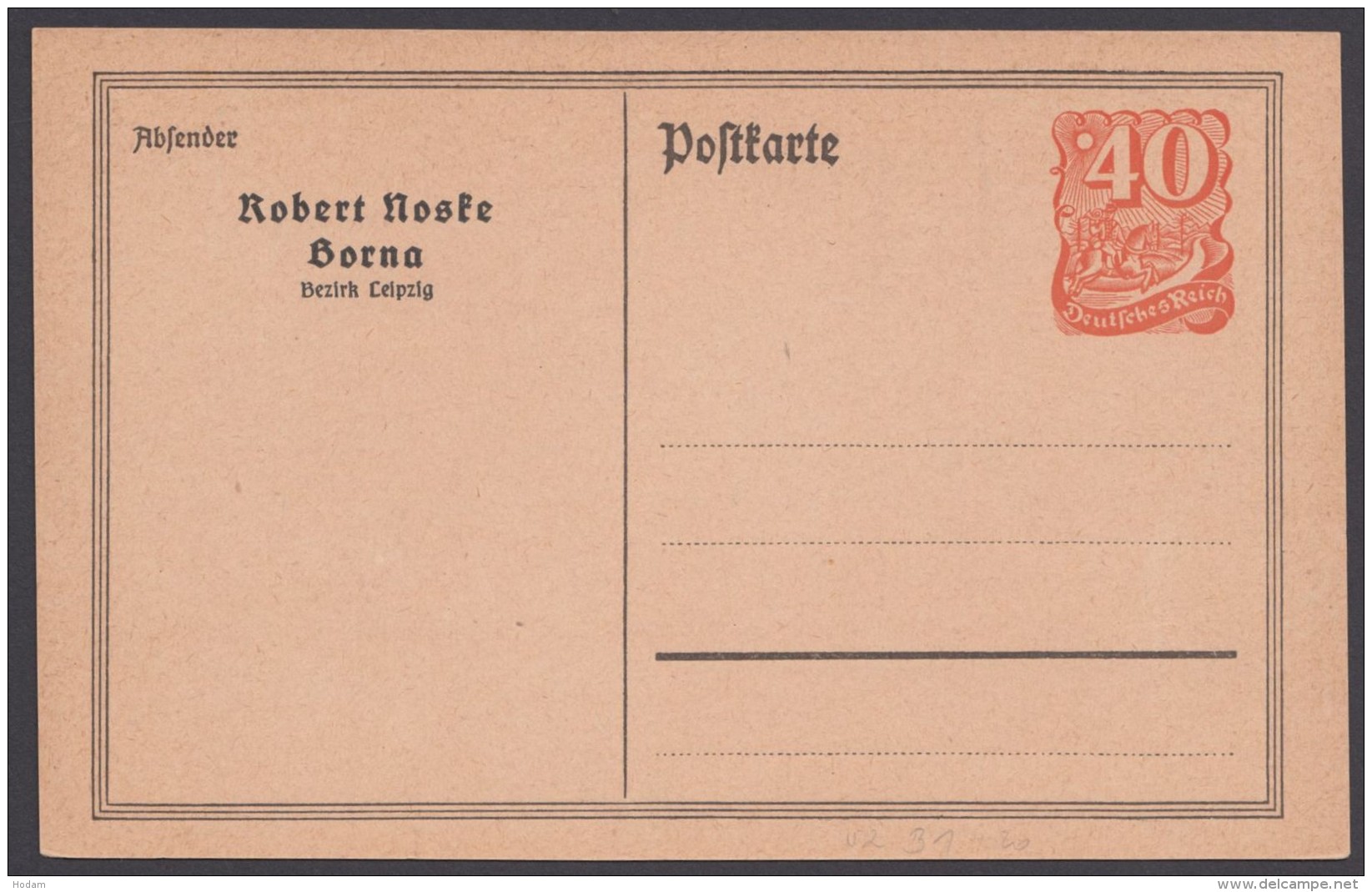 PP 52 B 1 "Robert Noske, Borna", Ungebraucht - Postcards