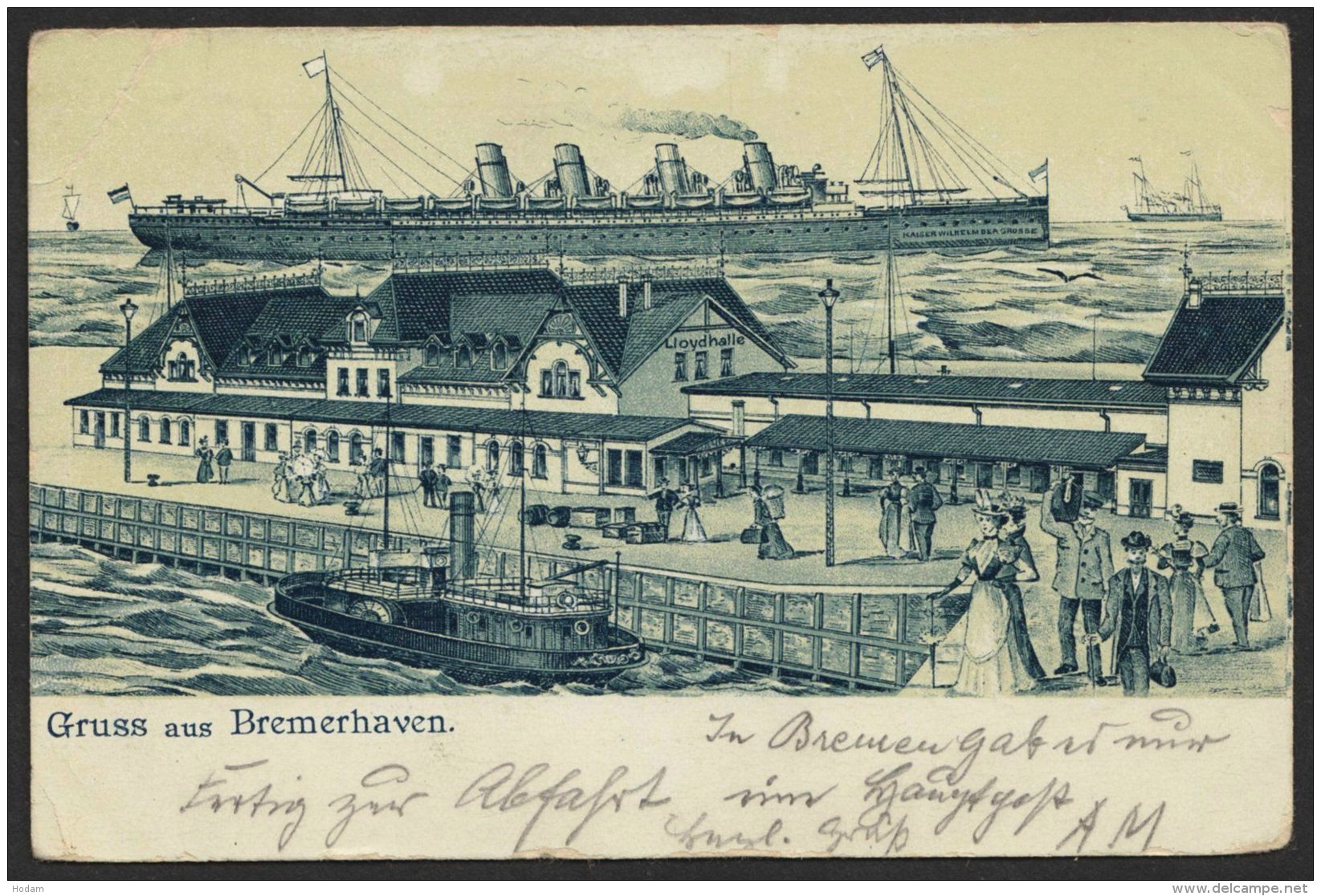 "Bremerhaven", Hafen Mit Überseedampfer, 1901 Gelaufen - Bremerhaven