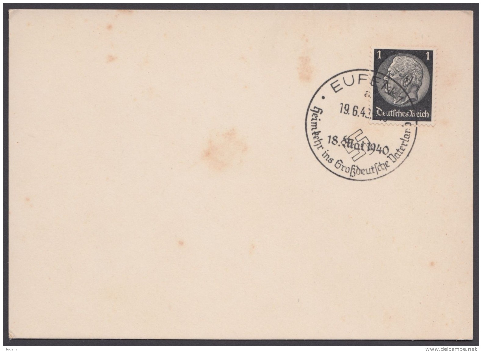 MiNr. 512, Propaganda-Stempel "Eupen", Heimkehr Ins Vaterland, 19.6.40 - Briefe U. Dokumente