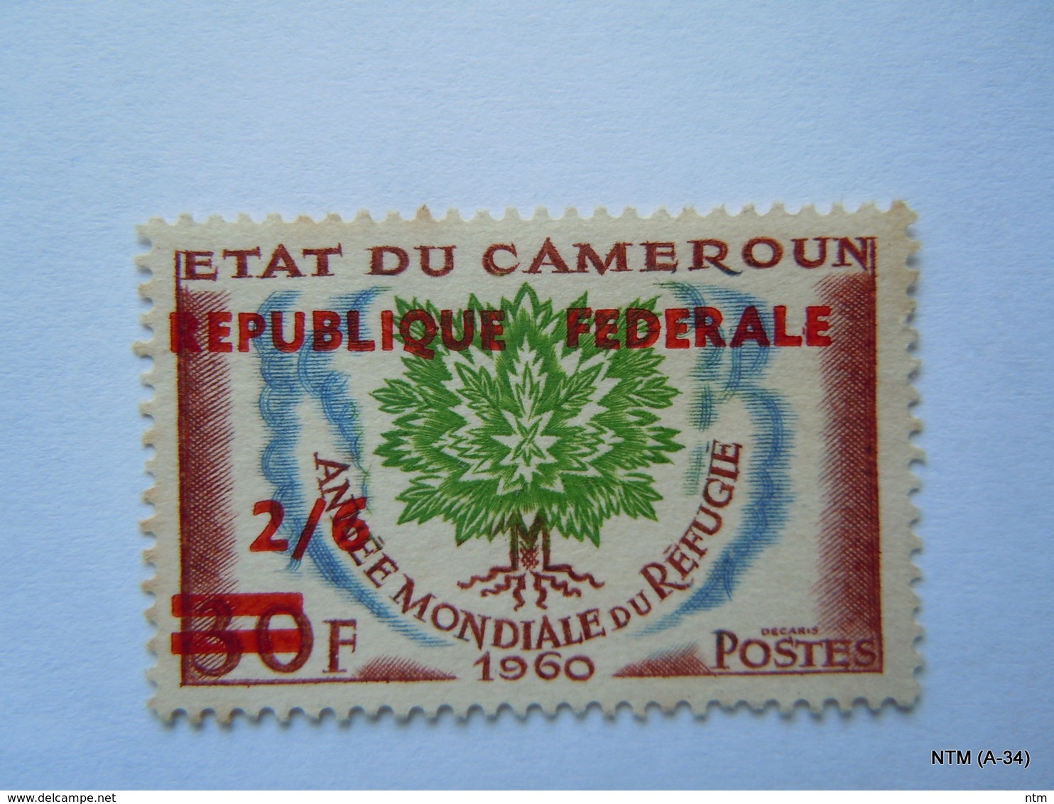 CAMEROON 1963, Overprinted In Red As Republique Federale, 2/6 On 30F Used Stamp SG 294a - Cameroon (1960-...)