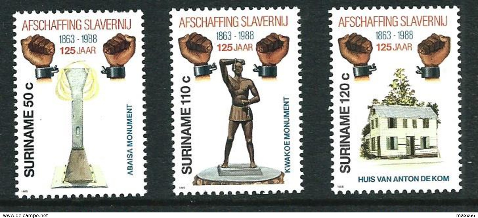 SURINAME MNH - 1988 The 125th Anniversary Of Abolition Of Slavery - Vari Cent - Michel SR 1268 1270 - Suriname