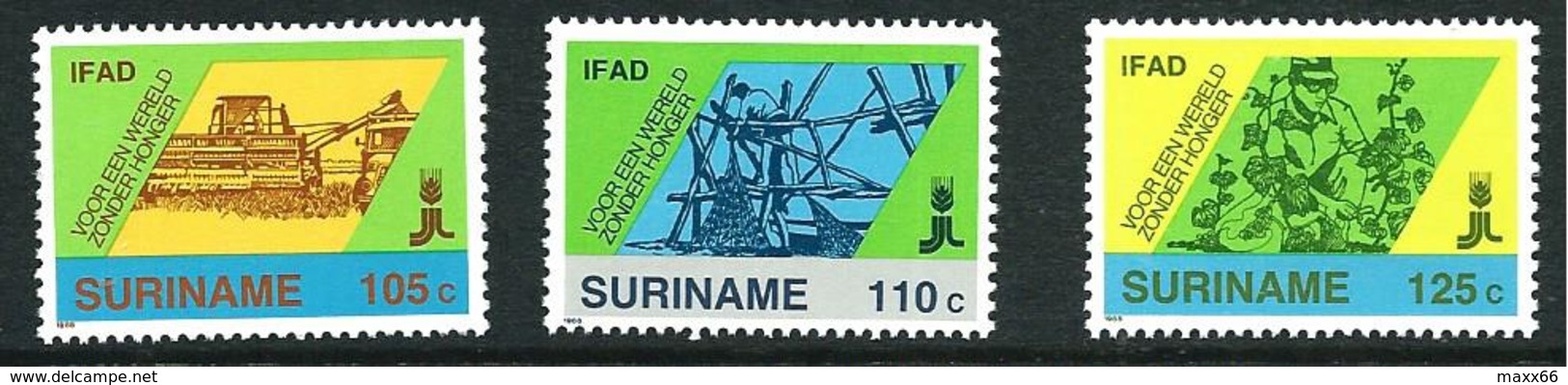 SURINAME MNH - 1988 10th Anniversary Of International Agricultural Development Fund - Vari Cent - Michel SR 1271 1273 - Suriname