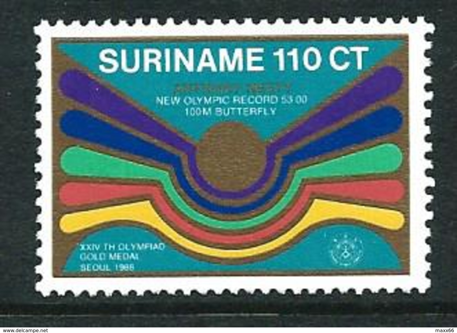 SURINAME MNH - 1988 Anthony Nesty, Seoul Olympic Gold Medal Winner For 100 M Butterfly - 110 Cent - Michel SR 1282 - Suriname