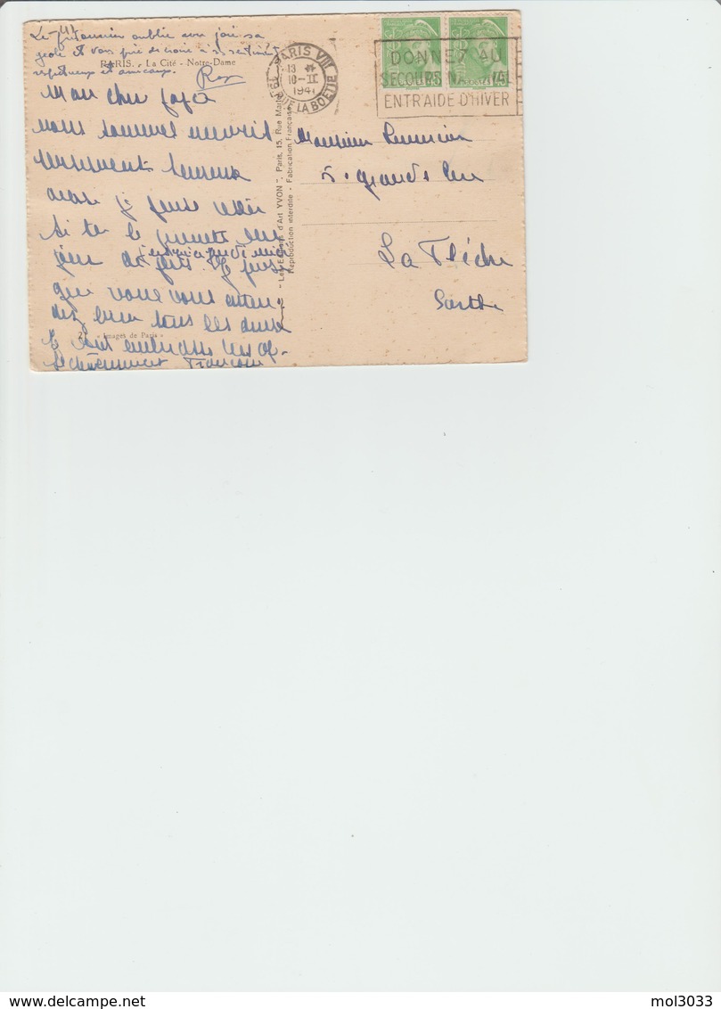 Carte Postale Affranchie Avec Paire Du 45 C. Vert République+ Flamme - 1921-1960: Période Moderne
