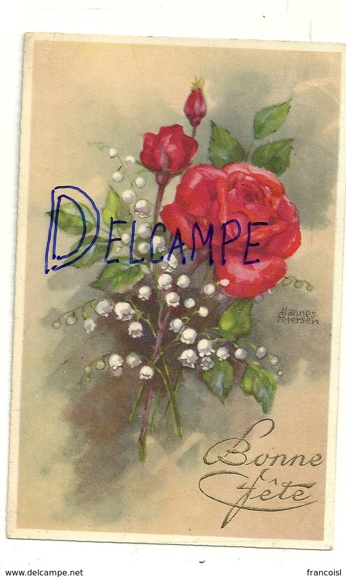 Bonne Fête. Roses Et Muguet. Signée Hannes Petersen. 1936 - Petersen, Hannes