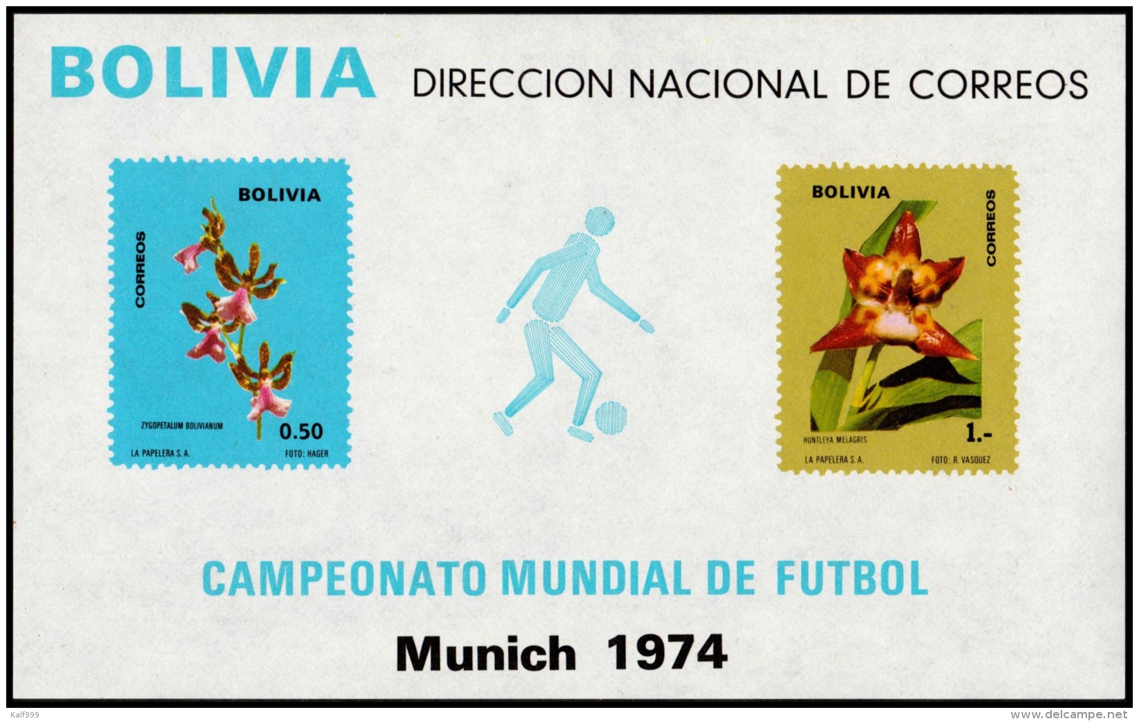 ~~~ Bolivia 1973 - Soccer 1974 Munich - Mi. Block 39 ** MNH - CV 60.00 Euro  ~~~ - Bolivië