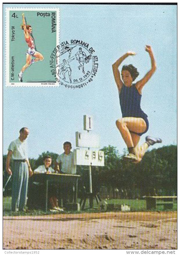 70626- LONG JUMP, ATHLETICS, MAXIMUM CARD, 1992, ROMANIA - Athletics