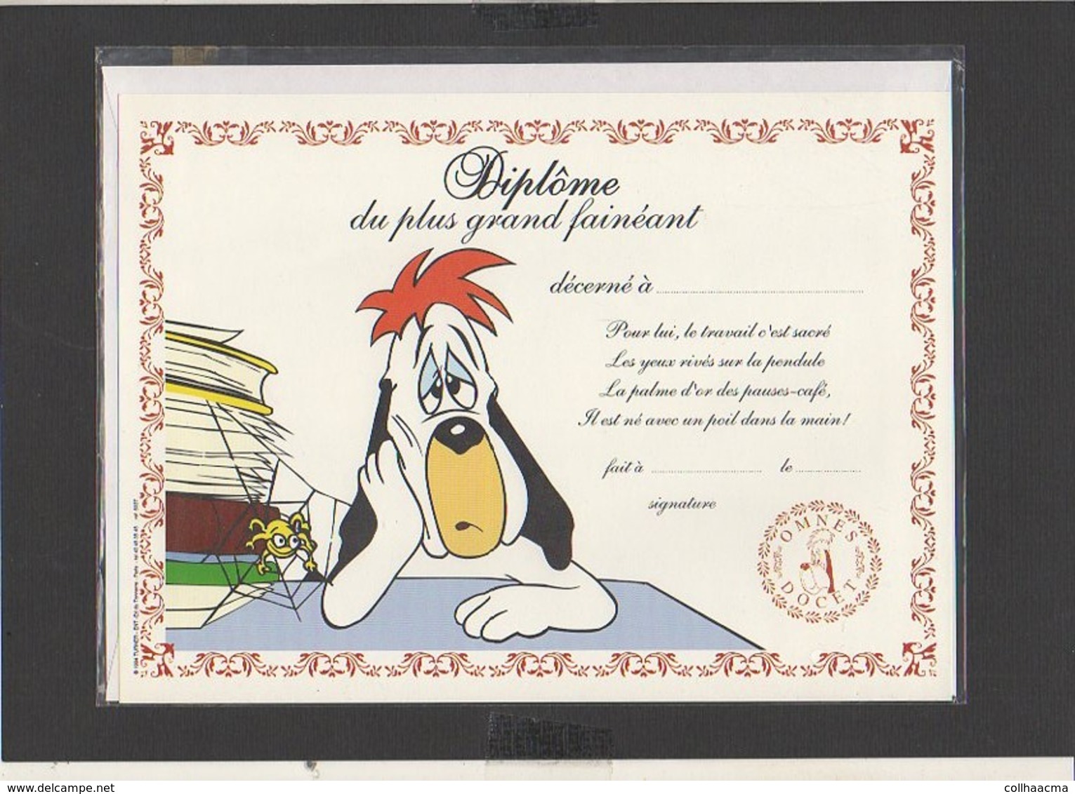 Diplôme Du Plus Grand Fainéant " Droopy " / Illustrateur Tex Avery ( Sous Blister Avec Enveloppe) - Diplômes & Bulletins Scolaires