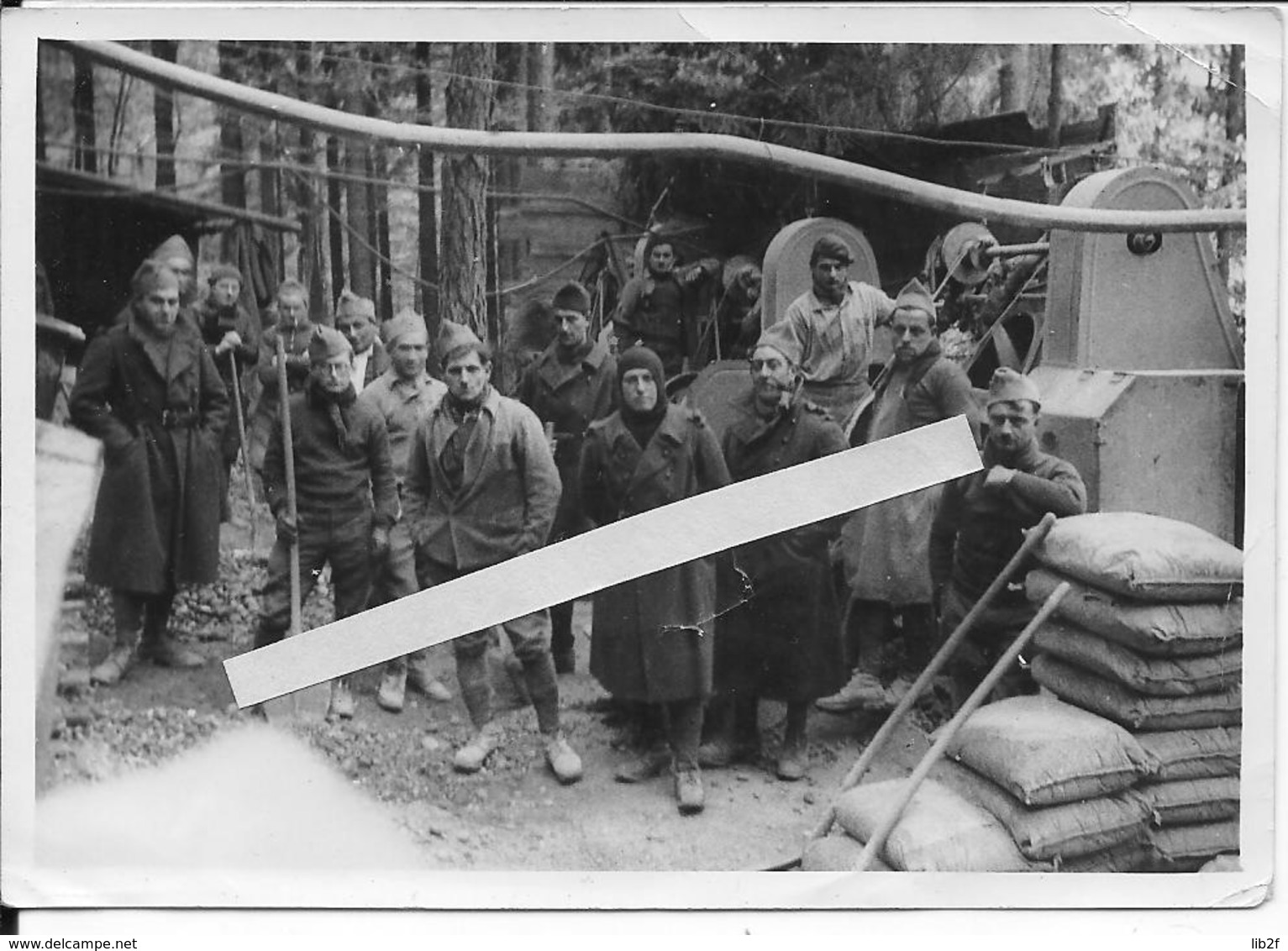 1939-1940 Ligne Maginot Soldats Francais Compagnie De Travailleurs Sur Bétonnière Construction De Blockhaus 1 Photo Ww2 - Guerra, Militari