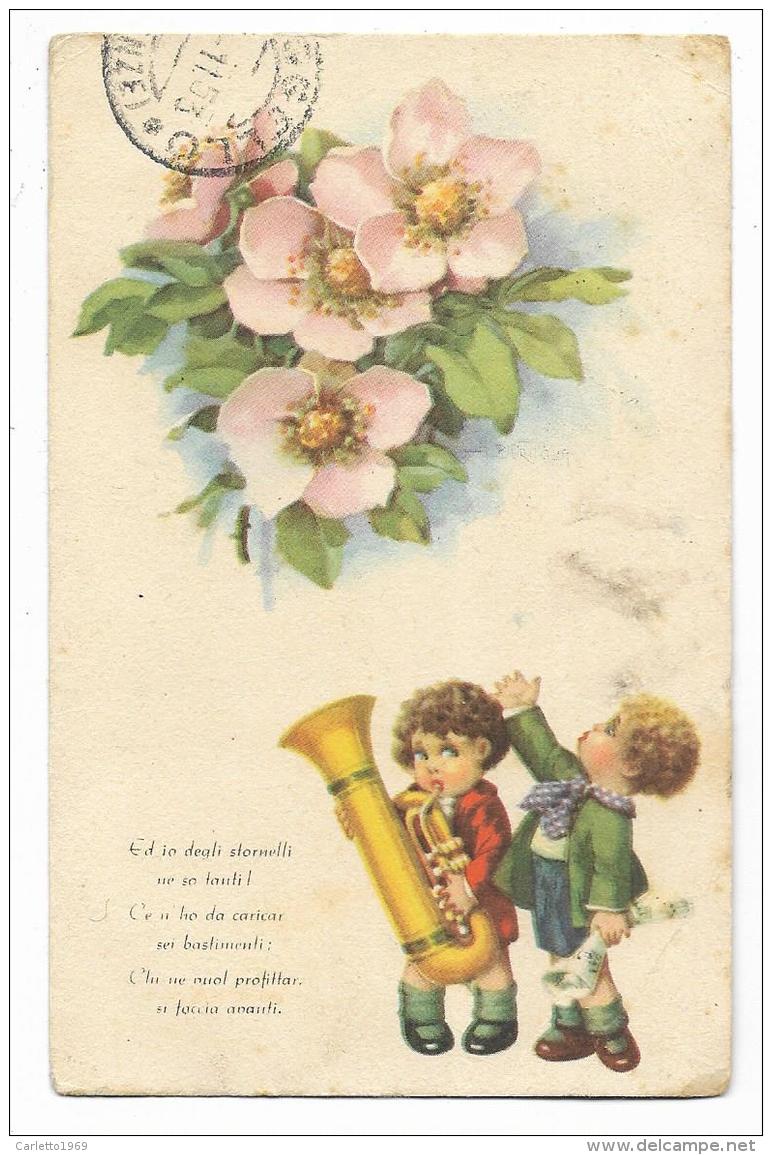 BAMBINI CON FIORE VIAGGIATA FP - 1900-1949