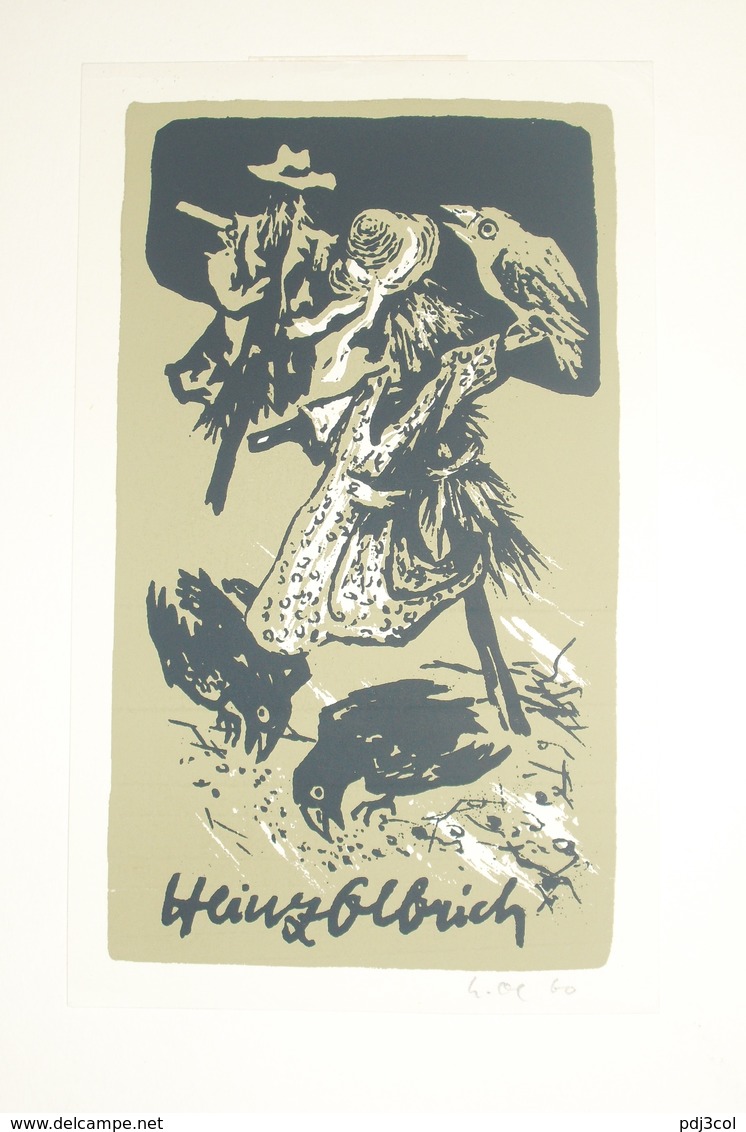 Ex-libris Moderne XXème Illustré -  Allemagne - Epouvantail - Heinz Olbrich ? - Exlibris