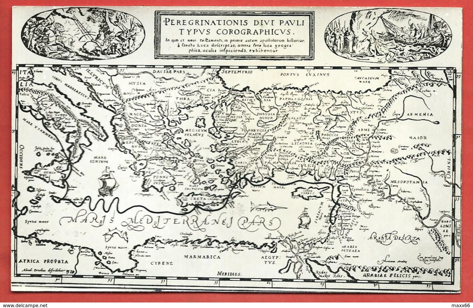 CARTOLINA NV ITALIA - Peregrinationis Divi Pauli Typus Corographicus - 9 X 14 - Carte Geografiche