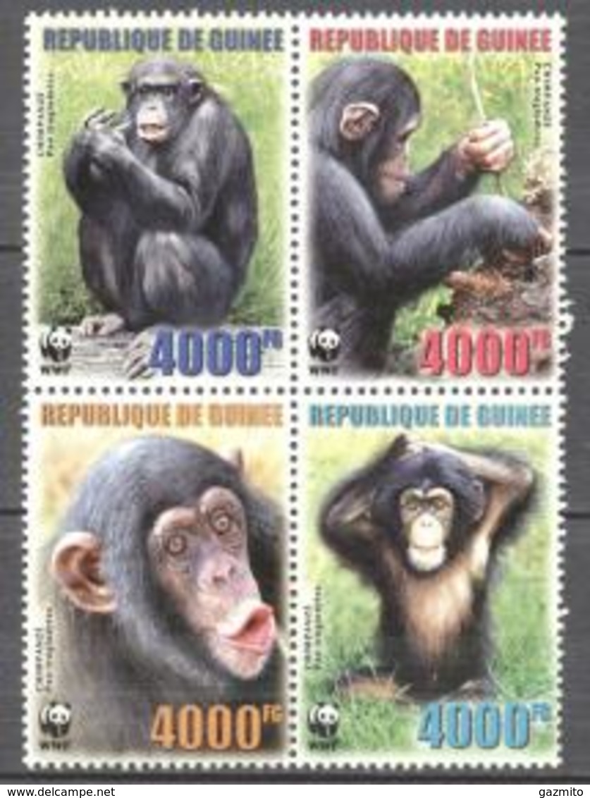 Guinea 2006, WWF, Chimmpanzees, 4val - Chimpancés