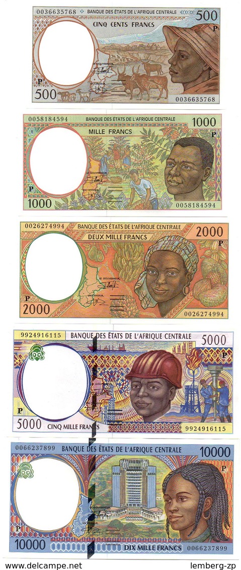 Central African St. CHAD / P - 500 1000 2000 5000 10000 Francs 2000 (letter P) AUNC Lemberg-Zp - États D'Afrique Centrale