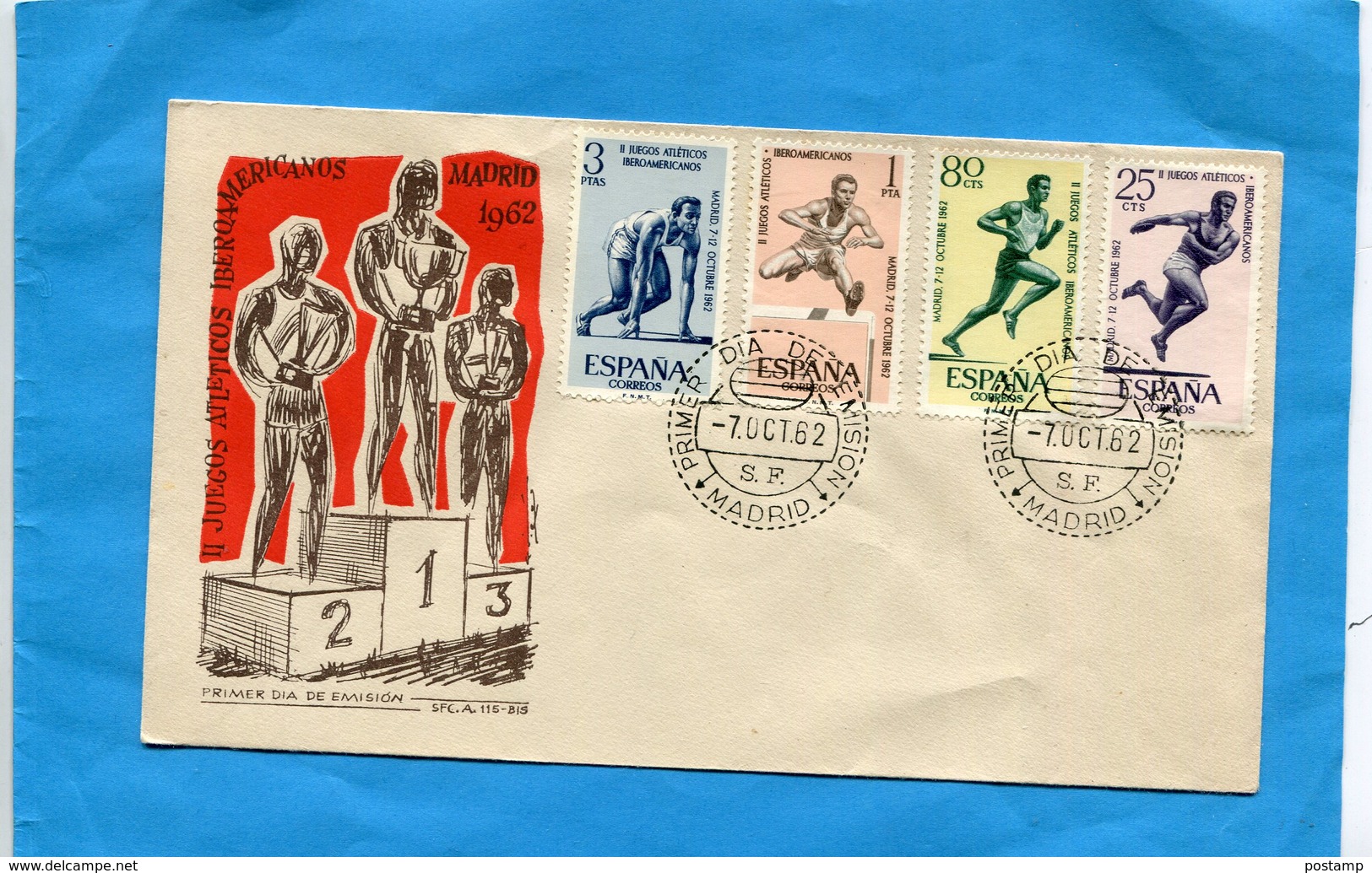 Enveloppe F D C- Juegos Atleticos -Madrid 1962-sports-4 StampsN°1121-24 Course-saut En Haies - FDC