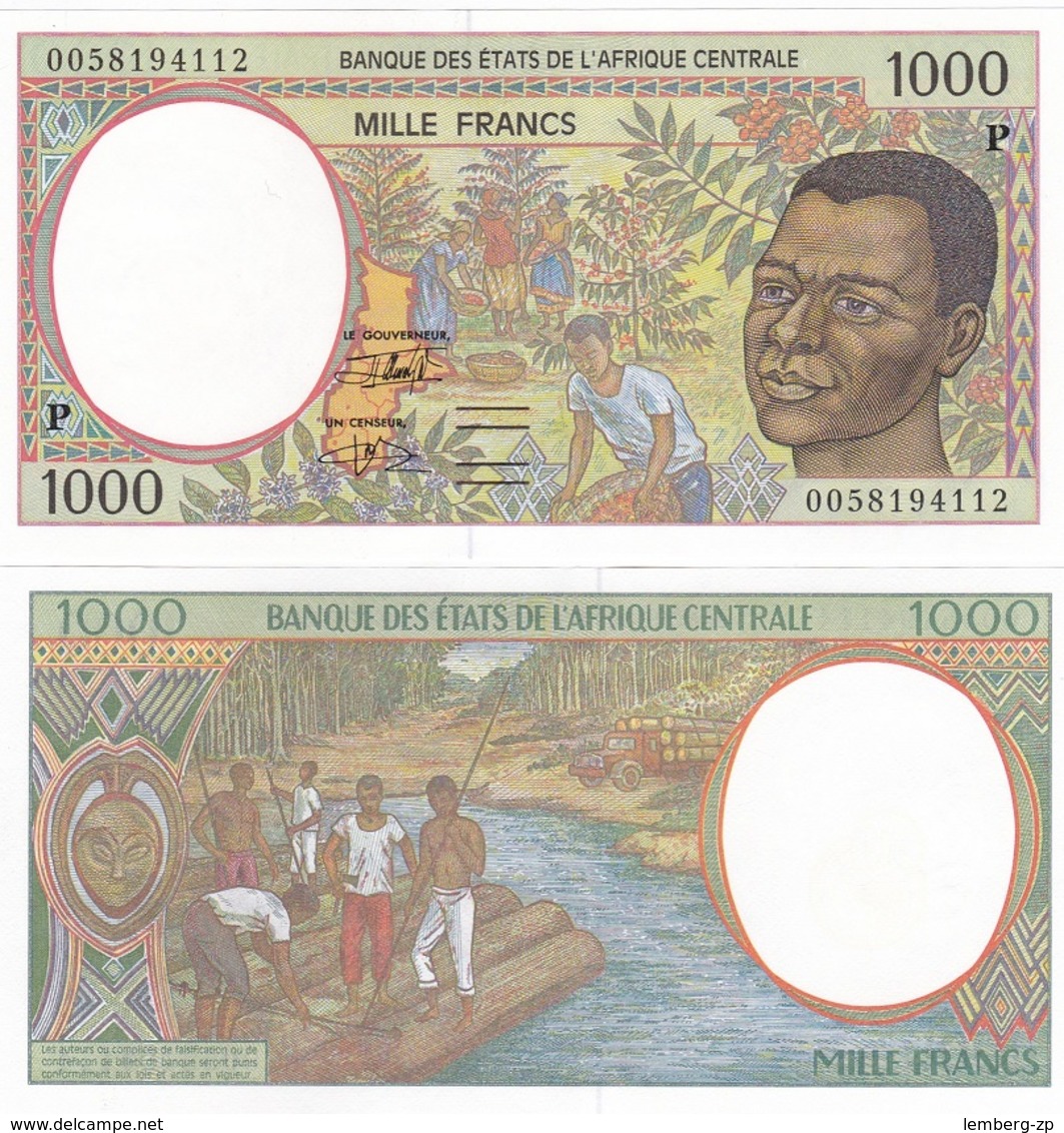 Central African St. CHAD / P - 1000 Francs 2000 (letter P) UNC Lemberg-Zp - Central African States