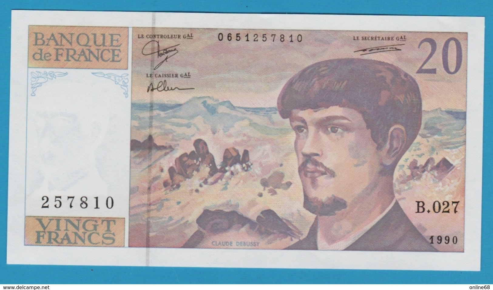 FRANCE 20 Francs 1990 Serial# B.027 DEBUSSY - 20 F 1980-1997 ''Debussy''