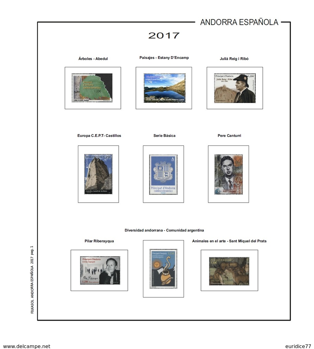 Suplemento Filkasol Andorra Española 2017 - Montado Con Filoestuches HAWID Transparentes - Pre-Impresas