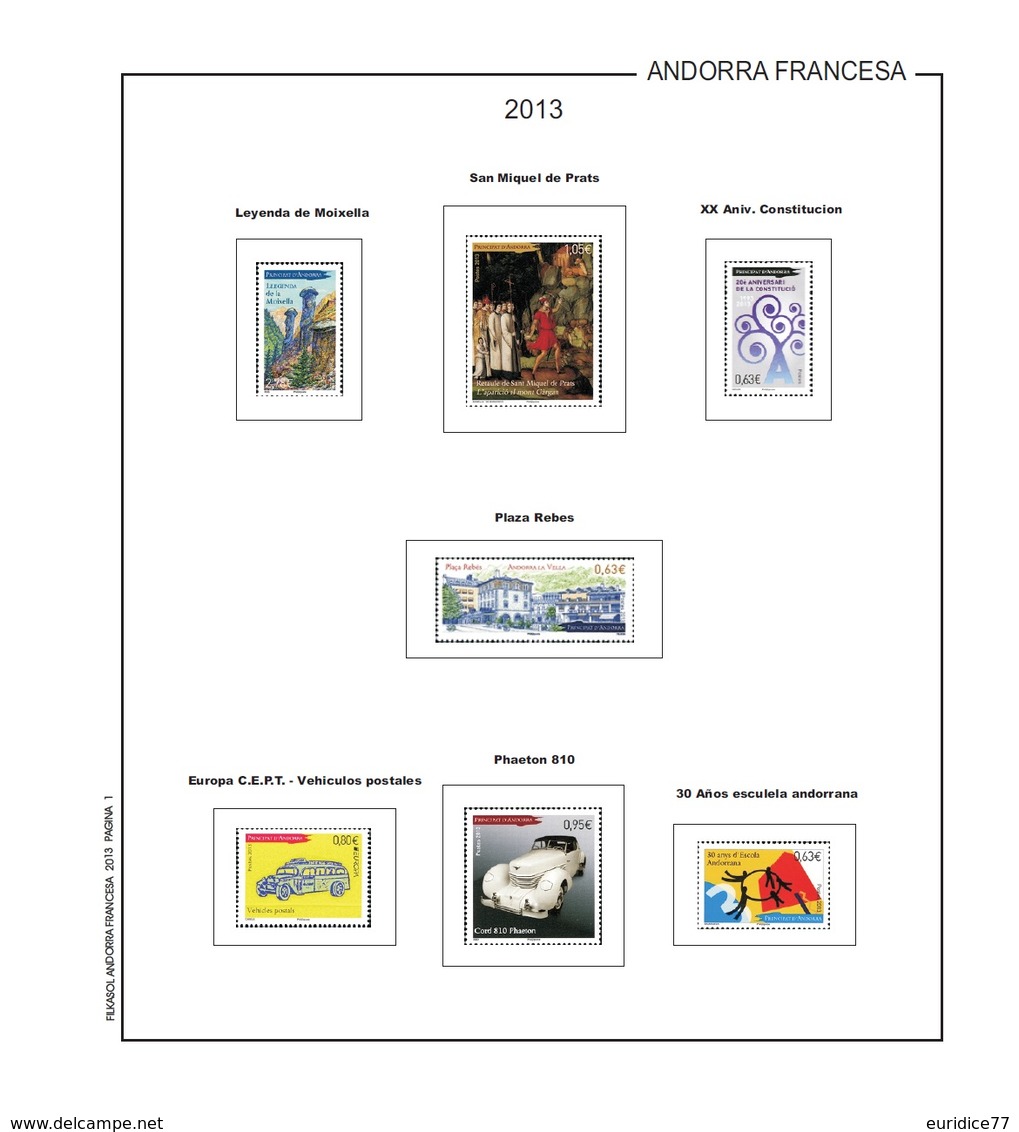 Suplemento Filkasol Andorra Francesa 2013 - Montado Con Filoestuches HAWID Transparentes - Pre-Impresas