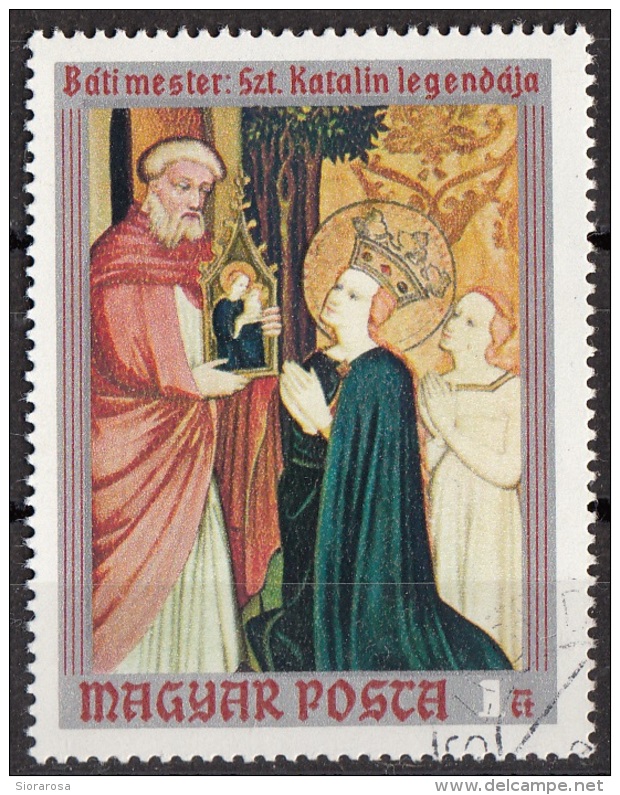 Ungheria 1970 Sc. 2055 "...Santa Caterina" Quadro Dipinto Master Of Bat Paintings CTO  Magyar Hungary - Quadri