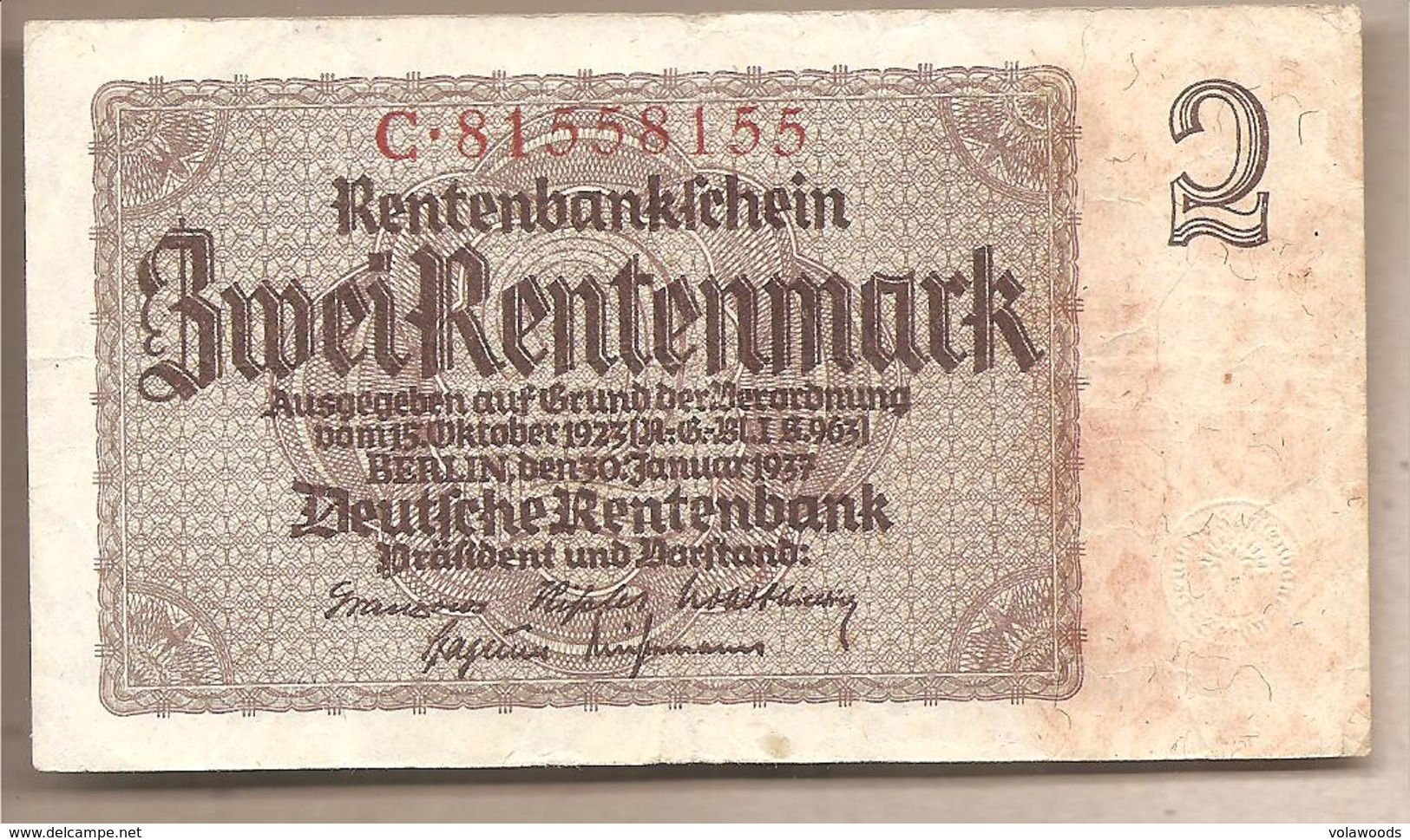 Germania - Banconota Circolata Da 2 Marchi P-174b.1 - 1937 - Andere & Zonder Classificatie