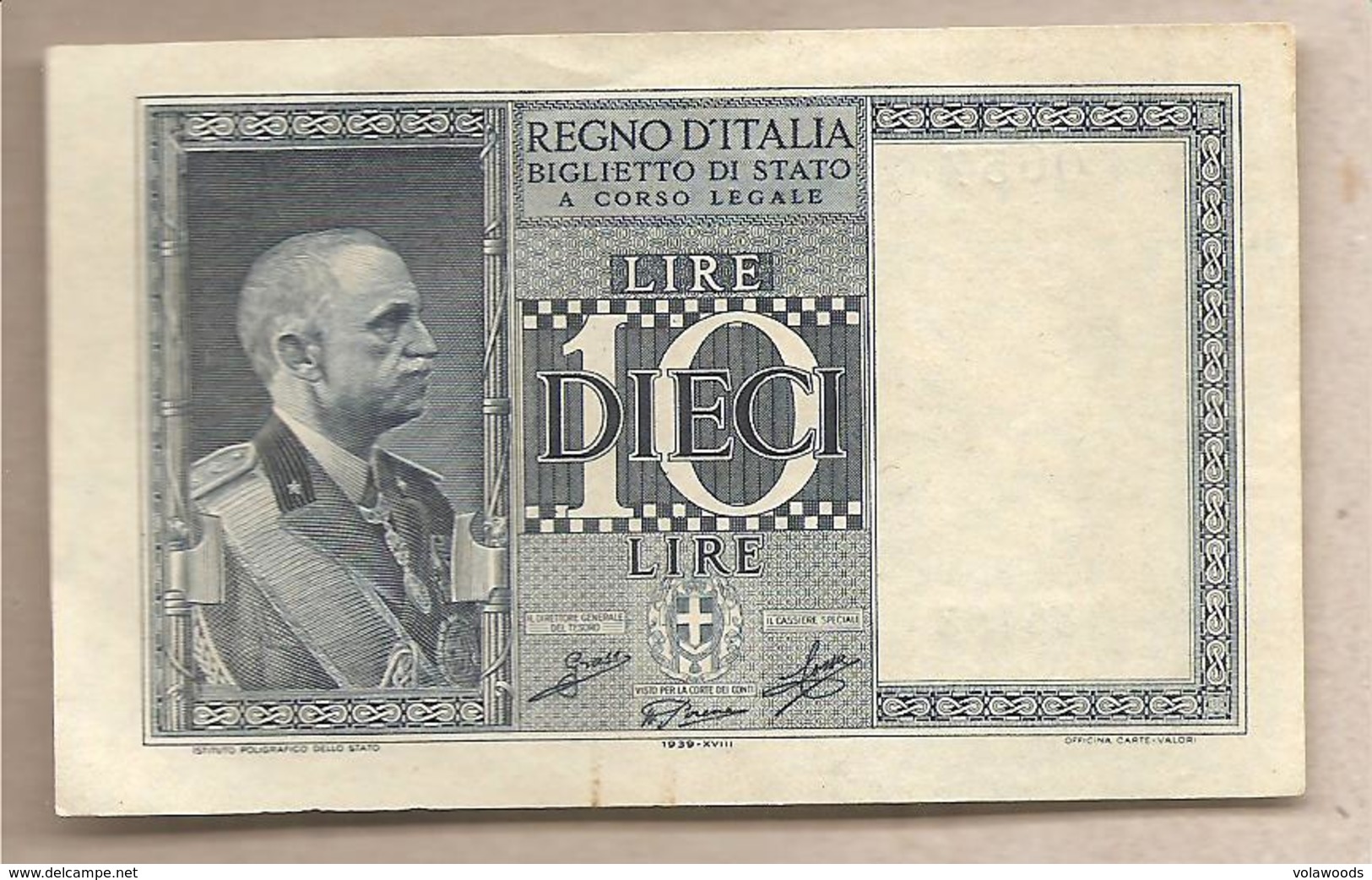 Italia - Banconota Non Circolata AUNC Da 10 Lire "Impero" P-25c.1- 1939 #17 - Regno D'Italia – 10 Lire