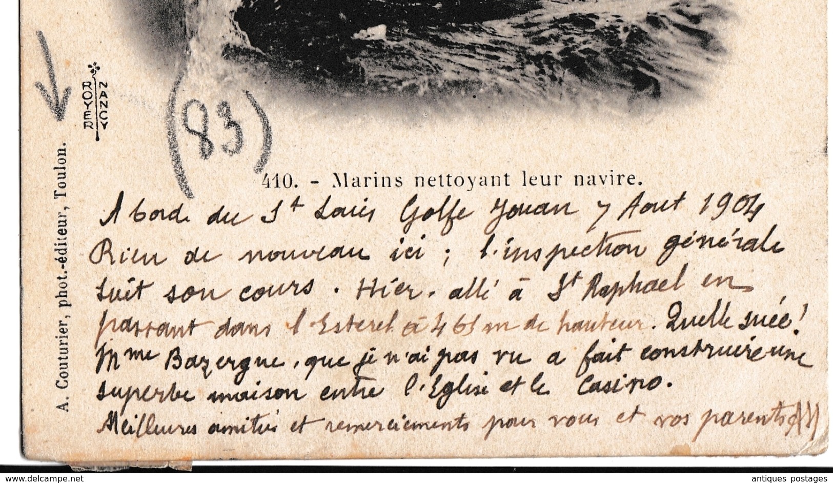 Saint Tropez Var 1904 Marine Française Type Blanc Marin - 1900-29 Blanc