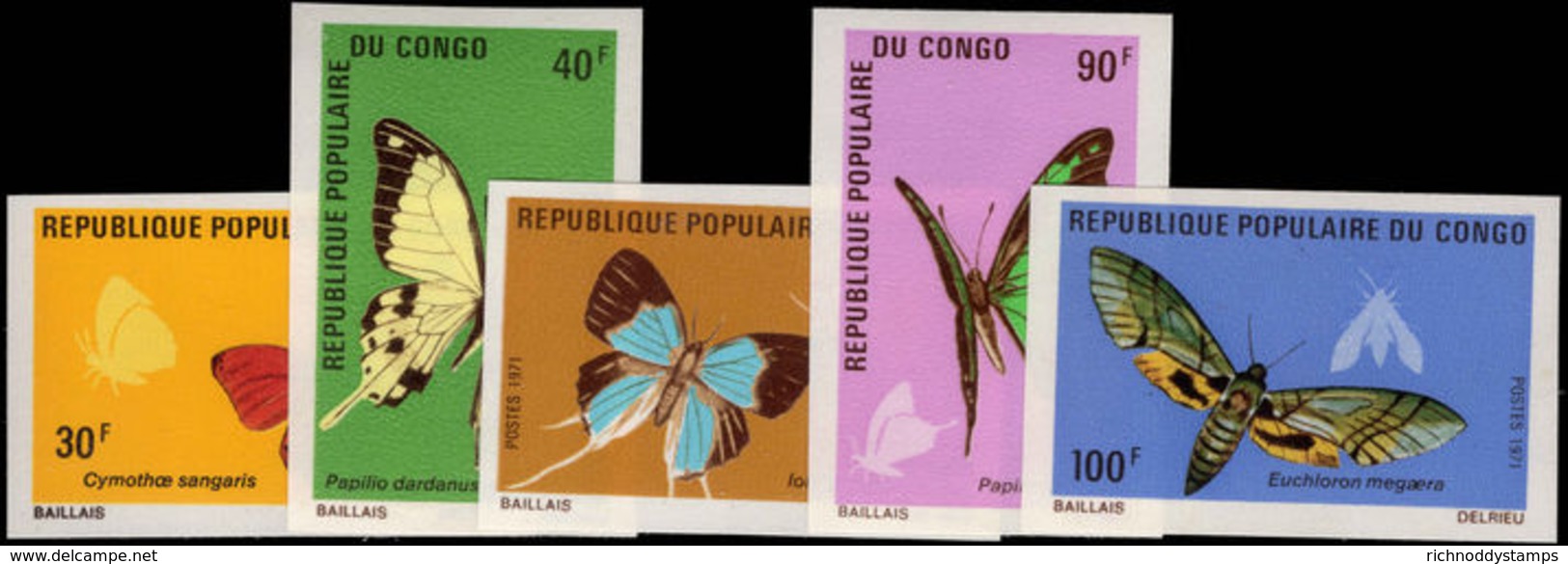 Congo Brazzaville 1971 Butterflies Imperf Unmounted Mint. - Mint/hinged