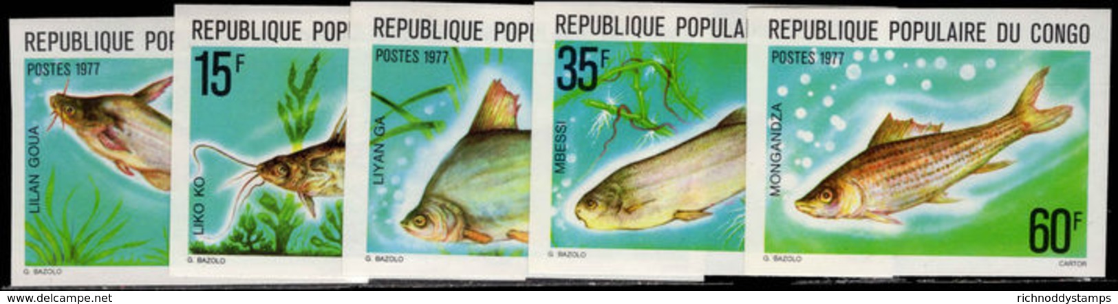 Congo Brazzaville 1977 Freshwater Fishes Imperf Unmounted Mint. - Mint/hinged