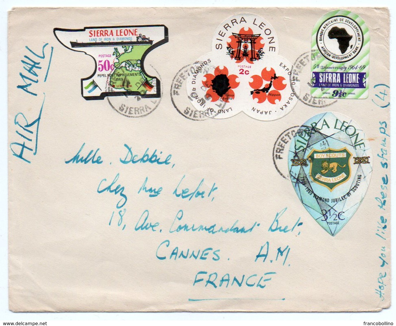 SIERRA LEONE - AIR MAIL COVER TO FRANCE 1970 / THEMATIC STAMPS-PORT / SCOUTING / EXPO '70 - Sierra Leone (1961-...)