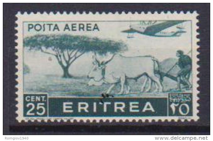 COLONIE ITALIANE ERITREA POSTA AEREA 1936  SOGGETTI AFRICANI SASS. 17  MLH XF - Eritrea