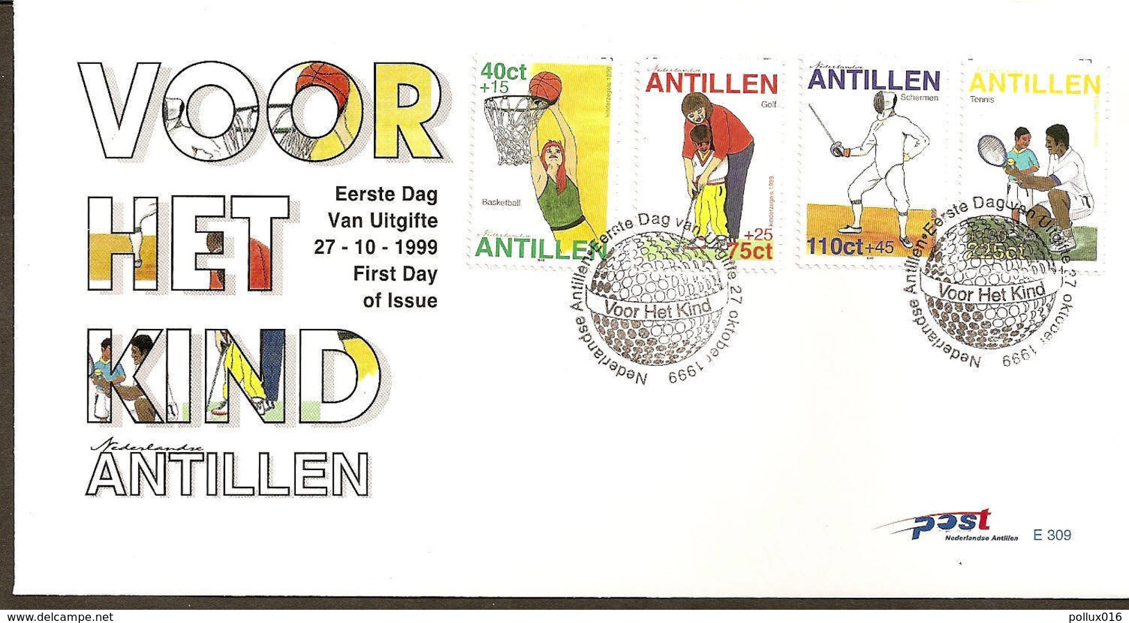 Antillen / Antilles 1999 FDC 309 Sports Basketball Golf Fence Tennis - Curaçao, Antille Olandesi, Aruba