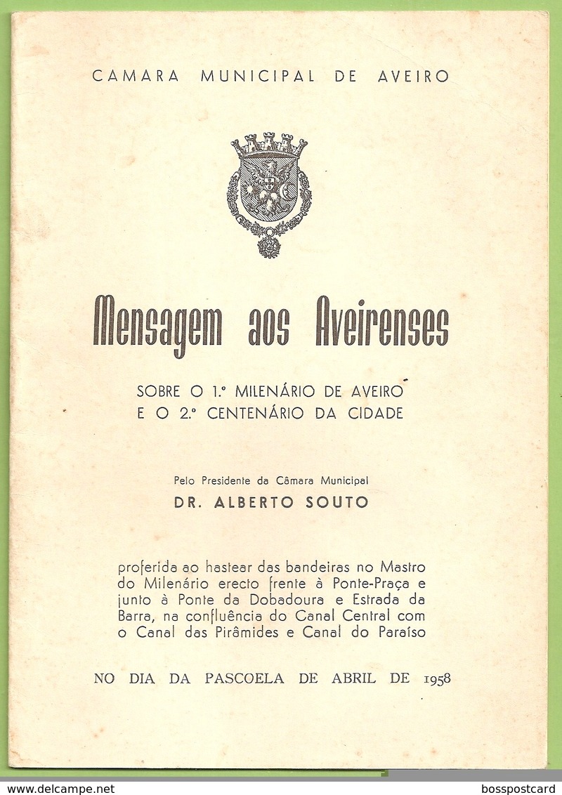 Aveiro - Mensagem Aos Aveirenses Sobre O 1º Milénio De Aveiro E O 2º Centenário Da Cidade - Culture