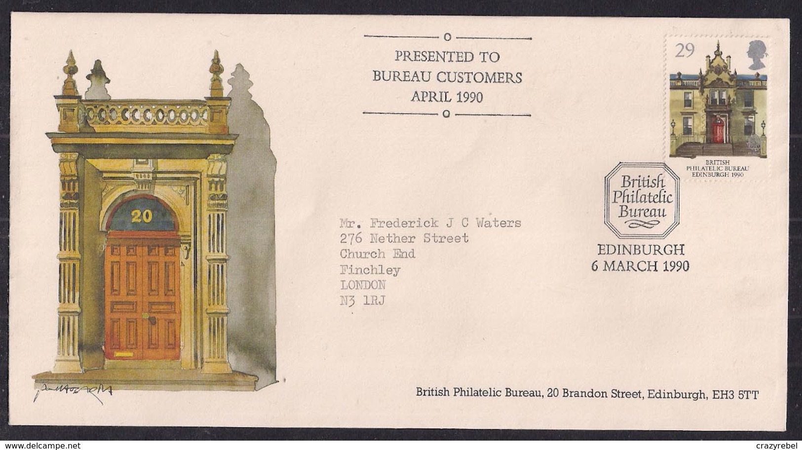 GB 1990 QE2 29p Stamp On Comm. Cover Philatelic Bureau Edinburgh Pmk ( D1064 ) - Cinderellas