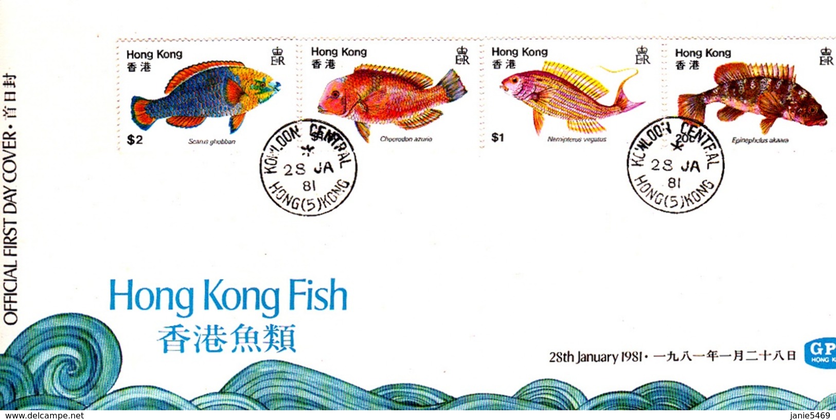 Hong Kong 1981 Fish FDC - FDC