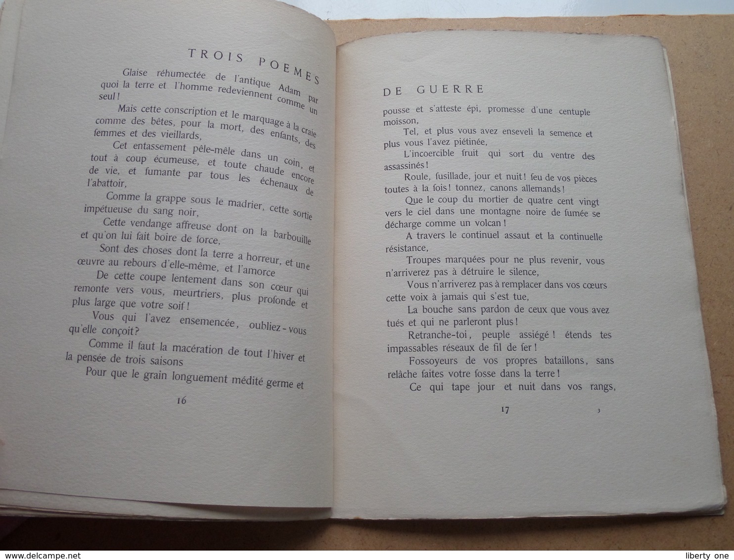PAUL CLAUDEL - TROIS POËMES DE GUERRE ( 5me Edition / Nouvelle Revue Française ) Voir Photo > Ecrit 1916 Message !