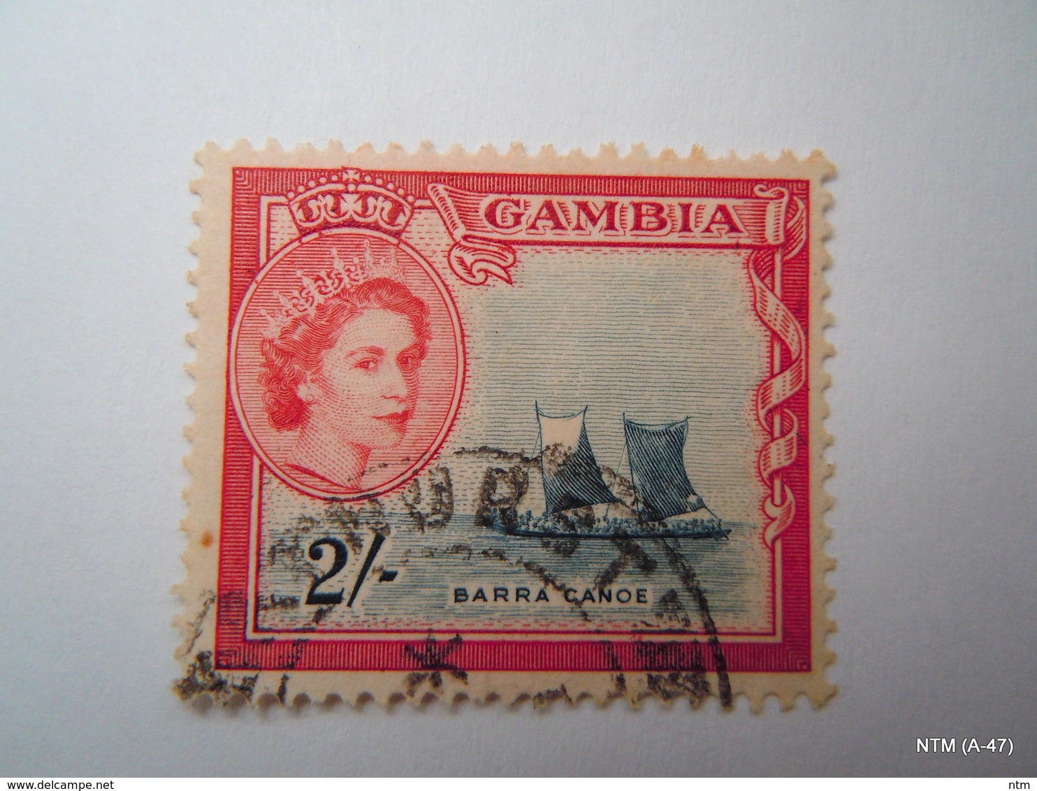 GAMBIA 1953. Queen Elizabeth II, Woman Farming And Barra Canoe, 1s & 2s. SG178 & SG180 - Gambia (...-1964)