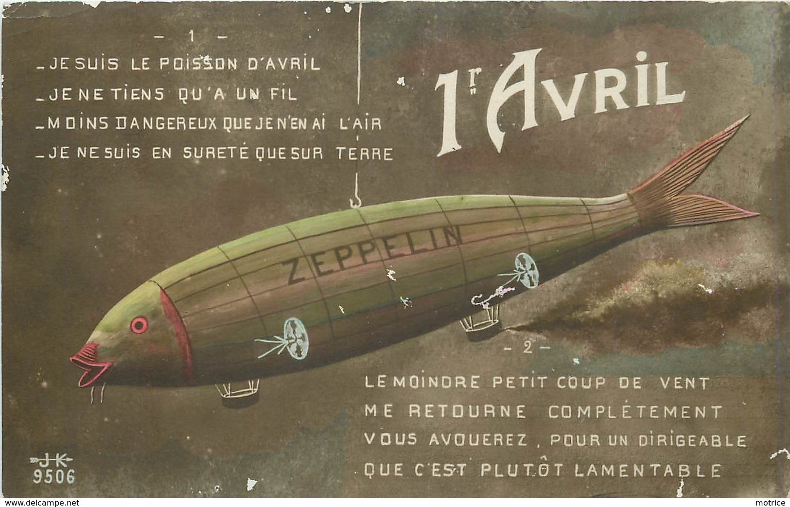 DIRIGEABLE 1er Avril,carte Satirique Dénonçant Les Défauts Des Zeppelins. - Dirigeables
