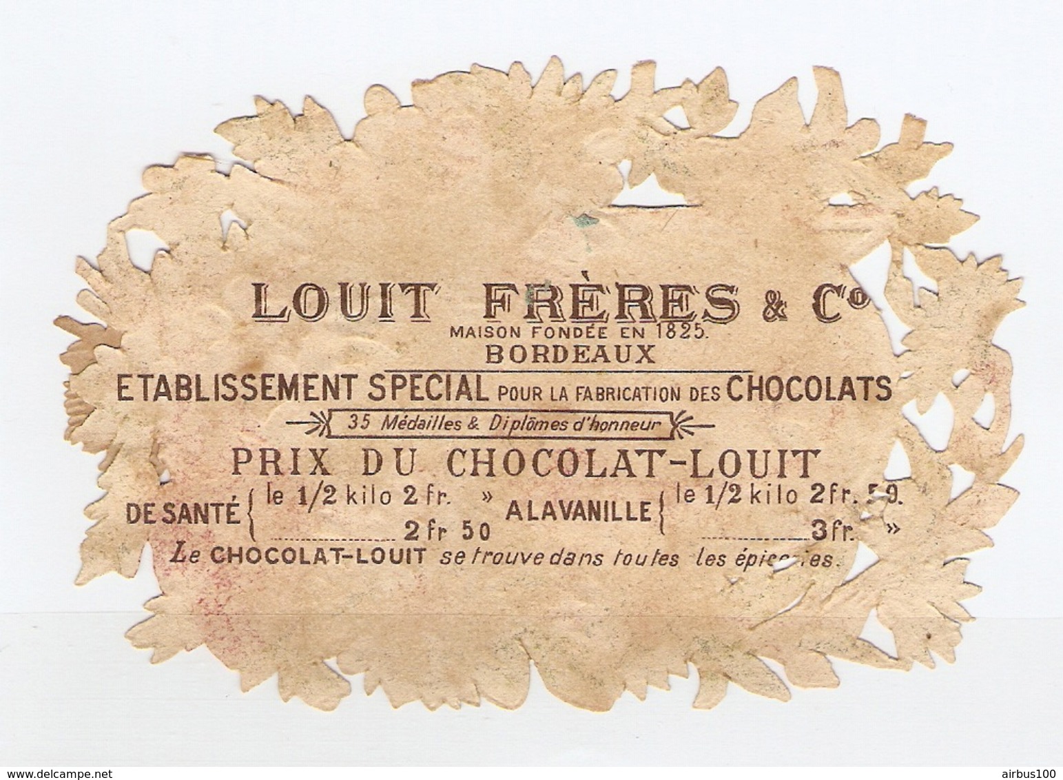 CHROMO DECOUPIS CHOCOLAT LOUIT FRERES & Cie BORDEAUX - FLEUR ABEILLE - A LA VANILLE - Other & Unclassified
