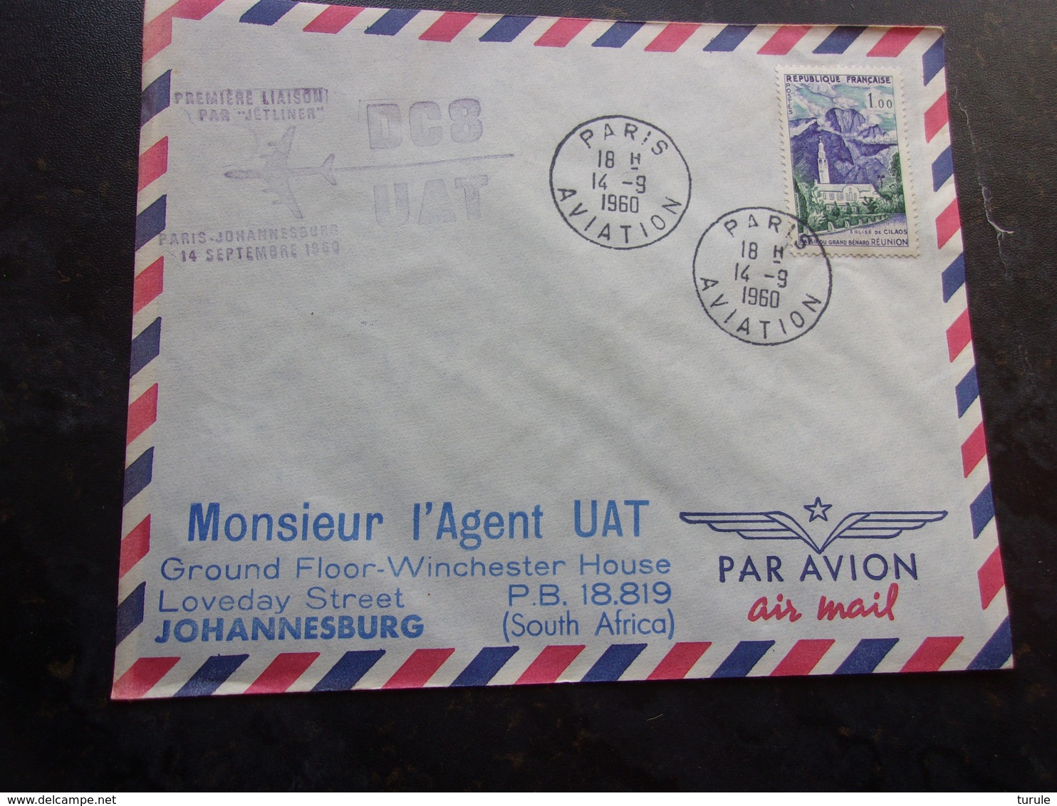 AVIATION  (1960) JETLINER DC8  Vol Paris-johannesbourg - Avions