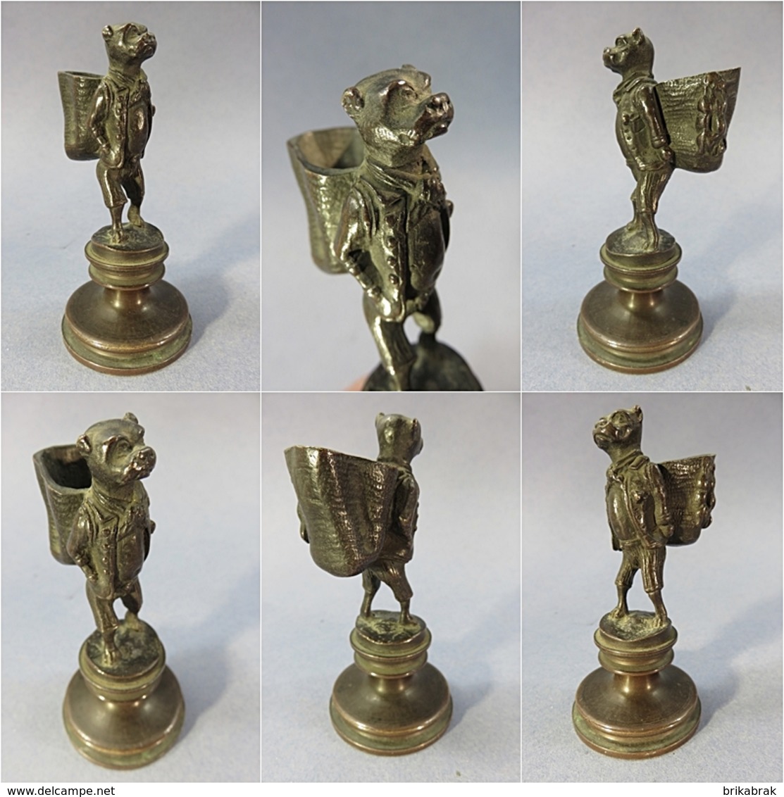 ~ STATUETTE PYROGENE CHIEN EN BRONZE- Allumette Feu Fumeur Tabac - Bronzes