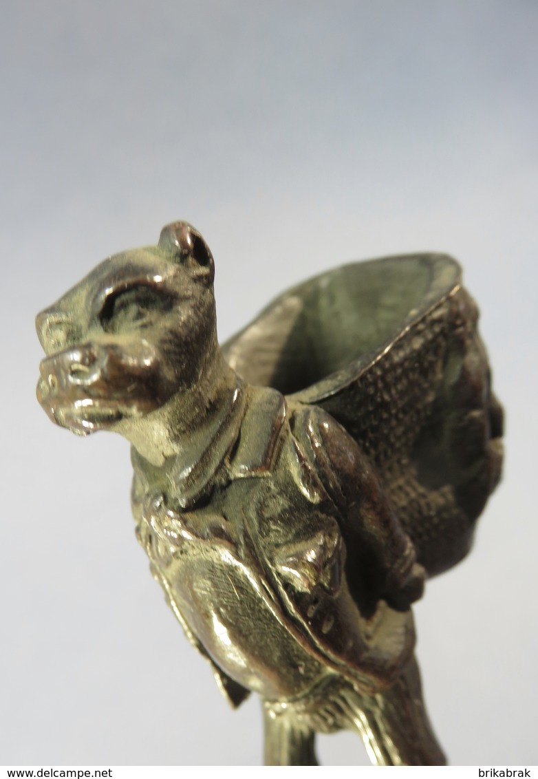 ~ STATUETTE PYROGENE CHIEN EN BRONZE- Allumette Feu Fumeur Tabac