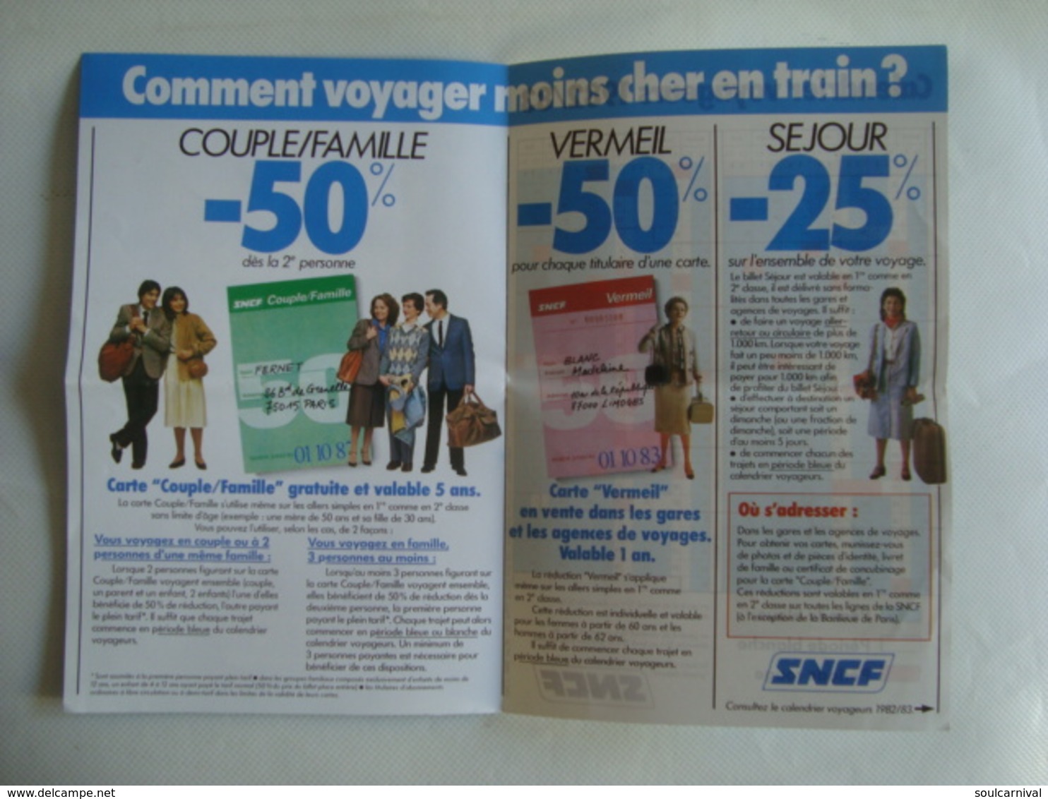 SNCF. COMMENT VOYAGER MOINS CHER EN TRAIN? - FRANCE, 1982. COUPLE/FAMILLE VERMEIL SEJOUR. - Sonstige & Ohne Zuordnung
