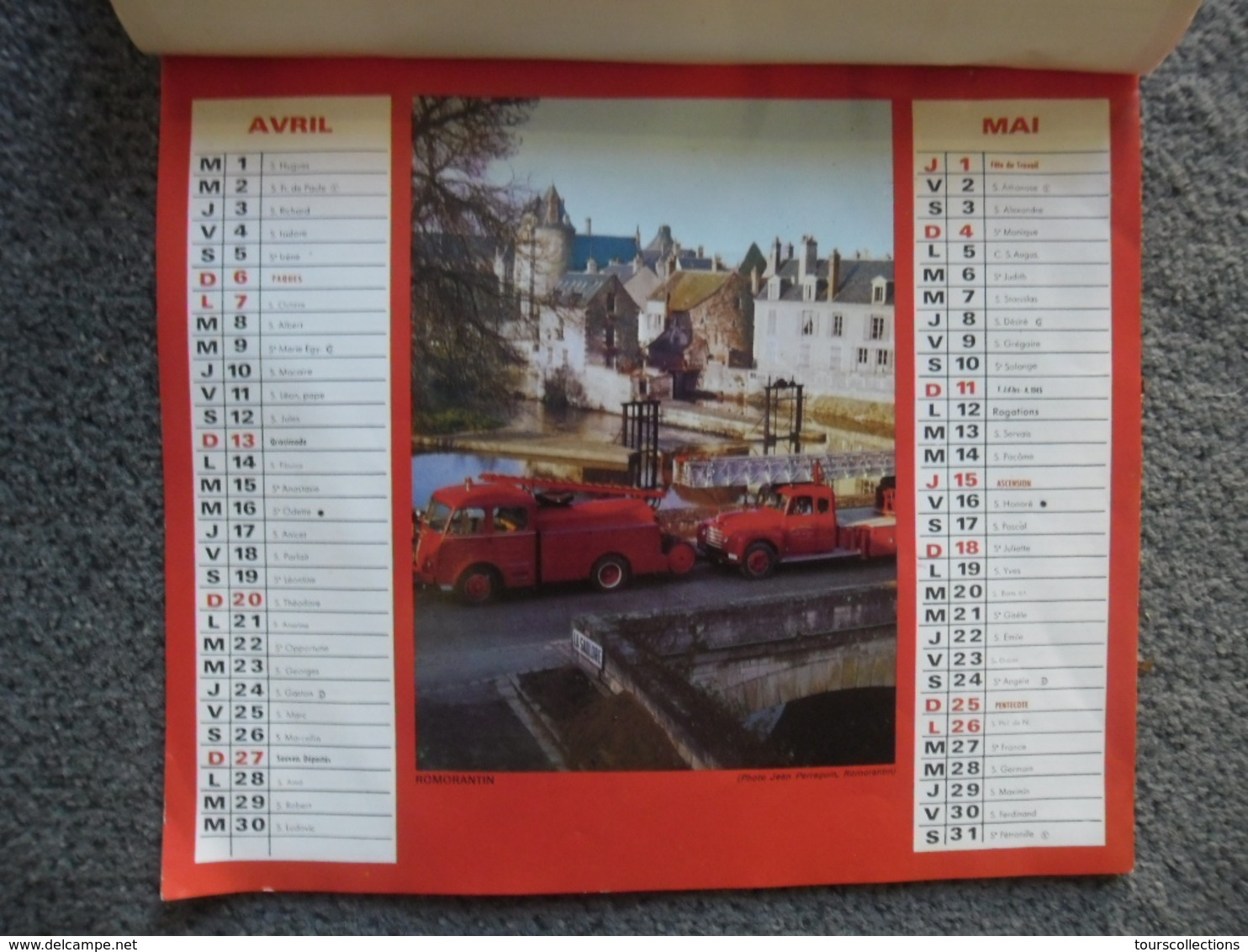 CALENDRIER 1958 POMPIERS - ARTANNES Sur INDRE (37) - Allo Le 9 Café Tabac Delouzillière - Caserne Tours (37) Romorantin - Grand Format : 1941-60