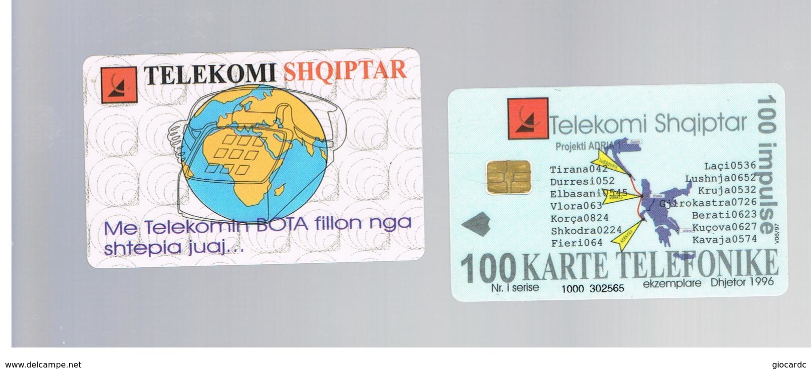 ALBANIA - 1996 PHONE & GLOBE     - USED -  RIF. 10792 - Albania